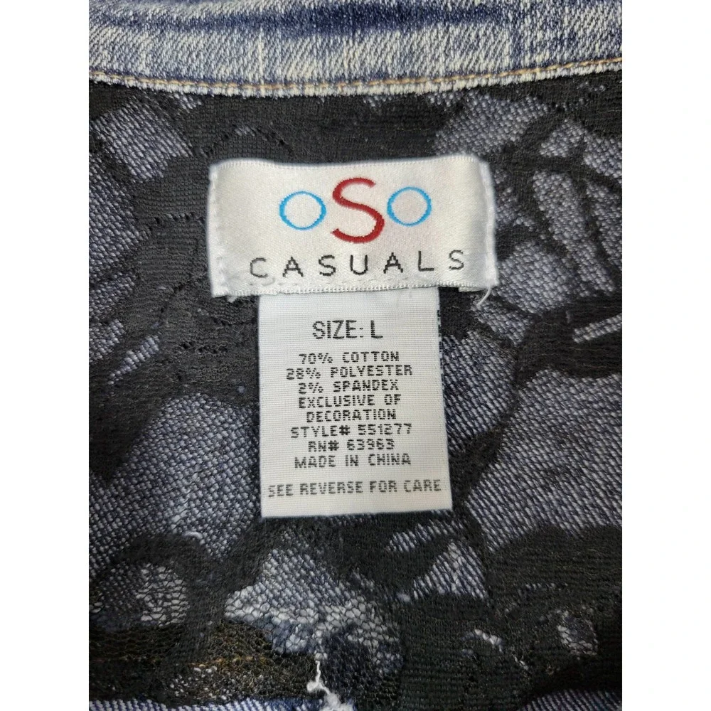 OSO Casual Denim Jacket.Embroidered Large. longsleeve. - Picture 6 of 6